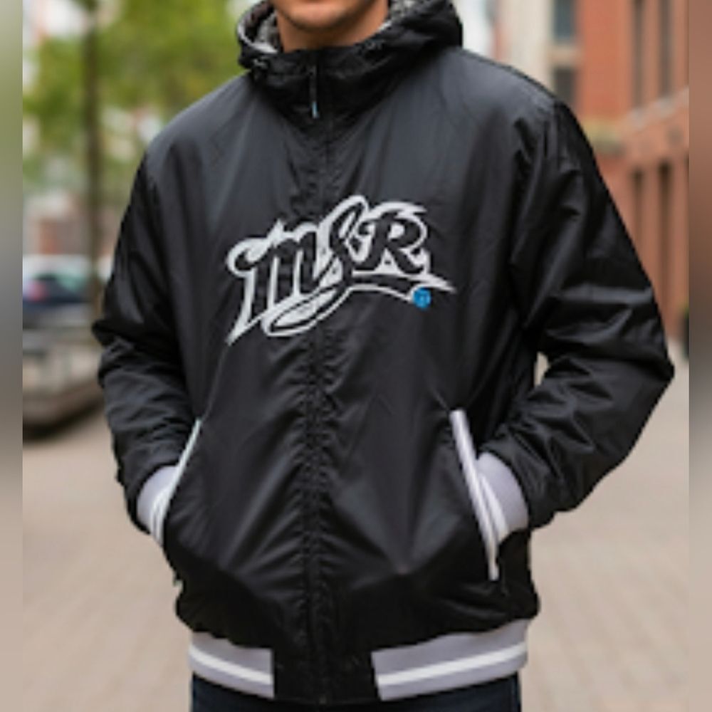 MSR Rebound hooded riding jacket lightweight Bomber Varsity Style Sz L